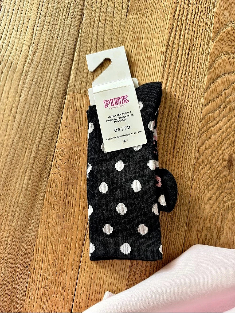 PINK Polka Dot Socks in Black & White NWT